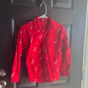 Red Reindeer Print Boys Shirt / Christmas